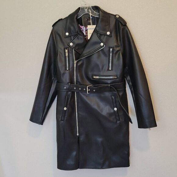 Mother Women's The Long Chopper Biker Jacket Black Size L - Picture 1 of 11